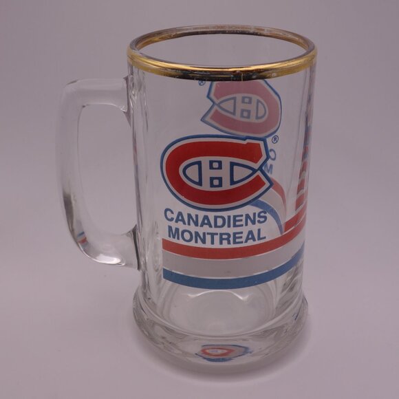 Canadiens Montreal Beer Glass with Handle and Gold Rim - Picture 3 of 12